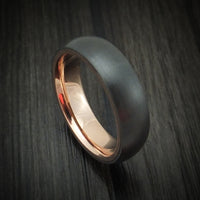 Black Zirconium Ring With 14k Rose Gold Sleeve Custom Made Band
