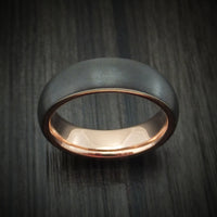 Black Zirconium Ring With 14k Rose Gold Sleeve Custom Made Band