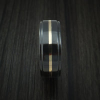 Black Zirconium with 14k Yellow Gold and Wild Purple Cerakote Sleeve Custom Made Band