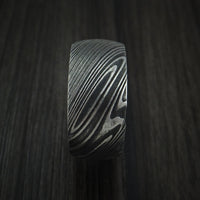 Kuro Damascus Steel Ring with Koa Wood Hardwood Sleeve Custom Made Wood Band