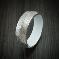 Marbled Kuro Damascus Steel Ring with Cerakote Sleeve Custom Made