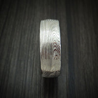 Marbled Kuro Damascus Steel Ring with Cerakote Sleeve Custom Made