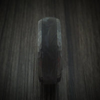 Black Titanium Hammered Ring with Forged Carbon Fiber Inlay Band