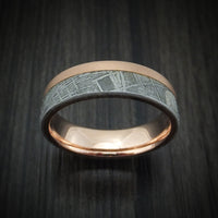 14K Rose Gold and Gibeon Meteorite Ring Custom Made Band