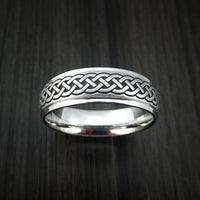 Cobalt Chrome Celtic Band Irish Knot Cross Ring Carved Pattern Design