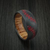 Black Zirconium Double Stitch Baseball Ring with Custom Color and Hardwood Sleeve
