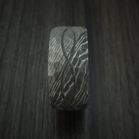 Damascus Steel Hammered Celtic Knot Ring Infinity Design with Hardwood Sleeve Wedding Band