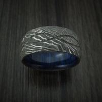 Damascus Steel Hammered Celtic Knot Ring Infinity Design with Hardwood Sleeve Wedding Band