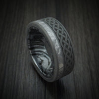 Titanium Celtic Ring with Gibeon Meteorite and M3 Mokume Sleeve Custom Made Band