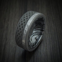 Titanium Celtic Ring with Gibeon Meteorite and M3 Mokume Sleeve Custom Made Band
