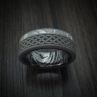 Titanium Celtic Ring with Gibeon Meteorite and M3 Mokume Sleeve Custom Made Band