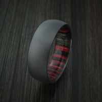 Black Titanium Ring with Hardwood Sleeve Custom Made Band
