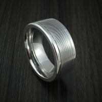 Damascus Steel in Cobalt Chrome Wedding Band Custom Made