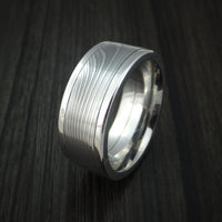 Damascus Steel in Cobalt Chrome Wedding Band Custom Made