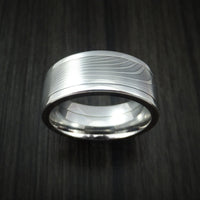 Damascus Steel in Cobalt Chrome Wedding Band Custom Made