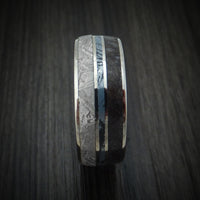 Titanium Ring with Dinosaur Bone and Gibeon Meteorite and M3 Mokume Inlay Custom Made Band