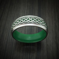 Cobalt Chrome Ring with Infinity Knot Milled Celtic Design and Cerakote Inlays and Interior Cerakote Sleeve Custom Made Band