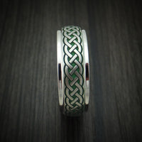 Cobalt Chrome Ring with Infinity Knot Milled Celtic Design and Cerakote Inlays and Interior Cerakote Sleeve Custom Made Band
