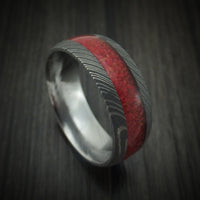 Damascus Steel and Stone Men's Ring Custom Made Band