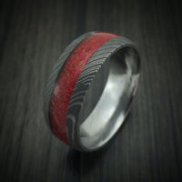 Damascus Steel and Stone Men's Ring Custom Made Band