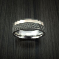 Damascus Steel Ring with Mokume Gane Inlay Custom Made Band