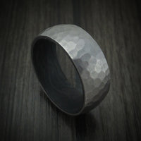 Tantalum and Forged Carbon Fiber Hammered Ring Custom Made