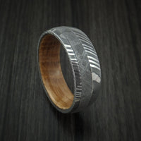 Damascus Steel and Gibeon Meteorite Band with Hardwood Sleeve Custom Made Band