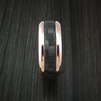14k Rose Gold and Carbon Fiber Ring Custom Made Band