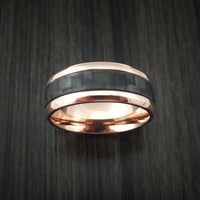 14k Rose Gold and Carbon Fiber Ring Custom Made Band