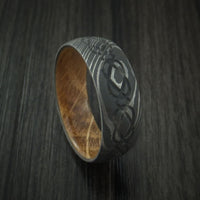 Damascus Steel Celtic Knot Ring Infinity Design with Hardwood Sleeve