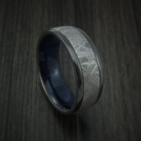 Black Zirconium Ring with Gibeon Meteorite and Hardwood Sleeve Custom Made Band