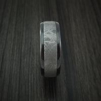Black Titanium Ring with Gibeon Meteorite and Hardwood Sleeve Custom Made Band