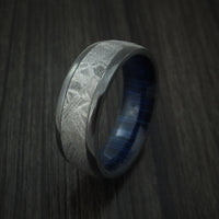 Black Titanium Ring with Gibeon Meteorite and Hardwood Sleeve Custom Made Band