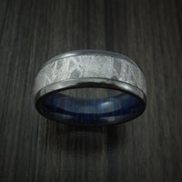 Black Zirconium Ring with Gibeon Meteorite and Hardwood Sleeve Custom Made Band