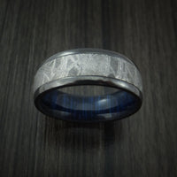 Black Titanium Ring with Gibeon Meteorite and Hardwood Sleeve Custom Made Band