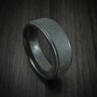 Black Titanium or Black Zirconium Custom Men's Ring with Cross Satin Finish