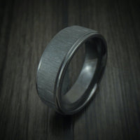 Black Titanium or Black Zirconium Custom Men's Ring with Cross Satin Finish