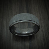 Black Titanium or Black Zirconium Custom Men's Ring with Cross Satin Finish