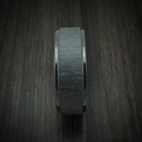 Black Titanium or Black Zirconium Custom Men's Ring with Cross Satin Finish