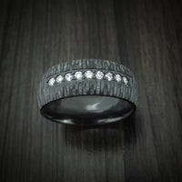 Black Zirconium and Lab Diamond Men's Ring Custom Made