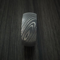 Damascus Steel Ring with Anodized Titanium Interior Sleeve Custom Made