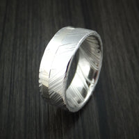 Kuro Damascus Steel 14K White Gold Ring Wedding Band Custom Made