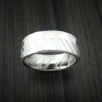Kuro Damascus Steel 14K White Gold Ring Wedding Band Custom Made