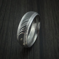 Damascus Steel Ring Wedding Band Two Tone Finish Genuine Craftsmanship