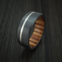 Black Titanium Ring with Platinum Inlay and Hardwood Sleeve