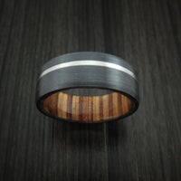 Black Titanium Ring with Platinum Inlay and Hardwood Sleeve