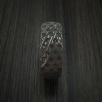 Damascus Steel Golf Ball Dimpled Ring with Kauri Wood Sleeve Custom Made