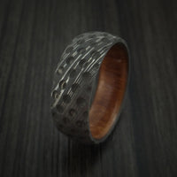 Damascus Steel Golf Ball Dimpled Ring with Kauri Wood Sleeve Custom Made