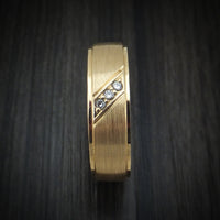 14K Gold and Lab Diamond Men's Ring with Wood Sleeve