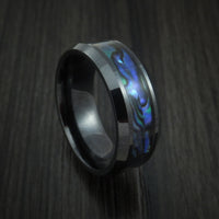 Black Ceramic and Abalone Ring Custom Made Band
